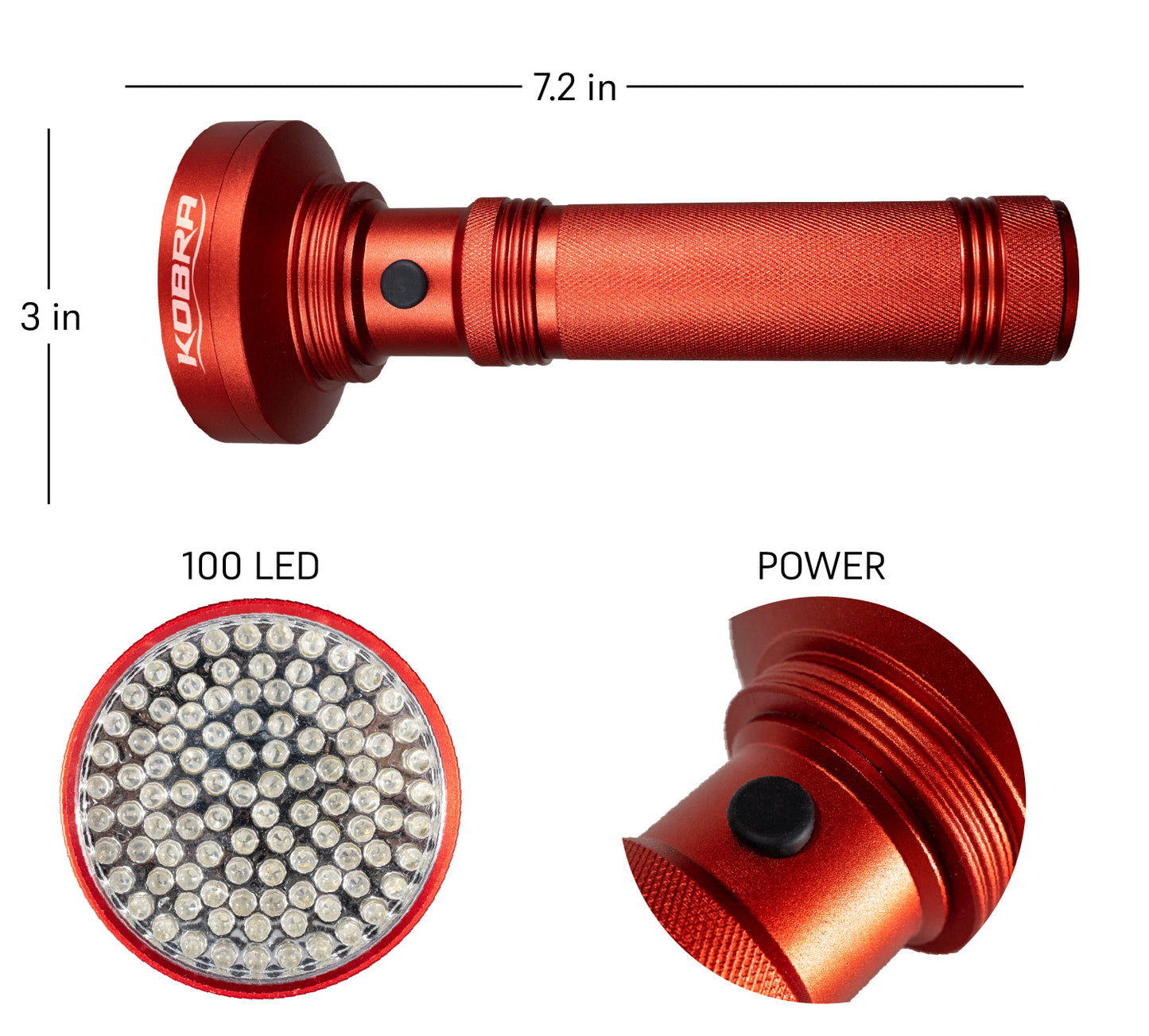 100 LED UV Ultra-Bright Blacklight Flashlight 18W 385-395nm - Red