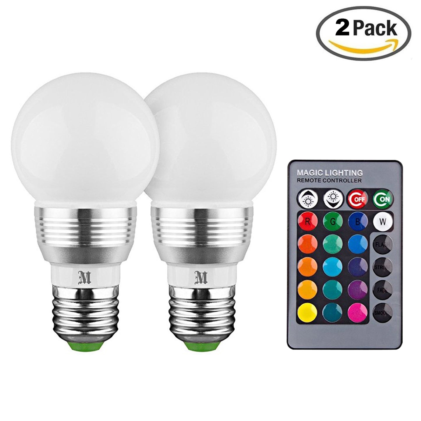 KOBRA LED Bulb Color Changing Light Bulb with Remote Control (2 Pack)16 Different Color Choices Smooth, Flash or Strobe Mode- Premium Quality & Energy Saving Retro LED Lamp