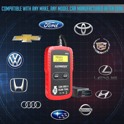 Kobra Newest Version OBD2 Scanner Car Code Reader - Universal Auto OBD Car Diagnostic Tools for All Cars, Automotive Check Engine Readers with Reset (Red and Black)
