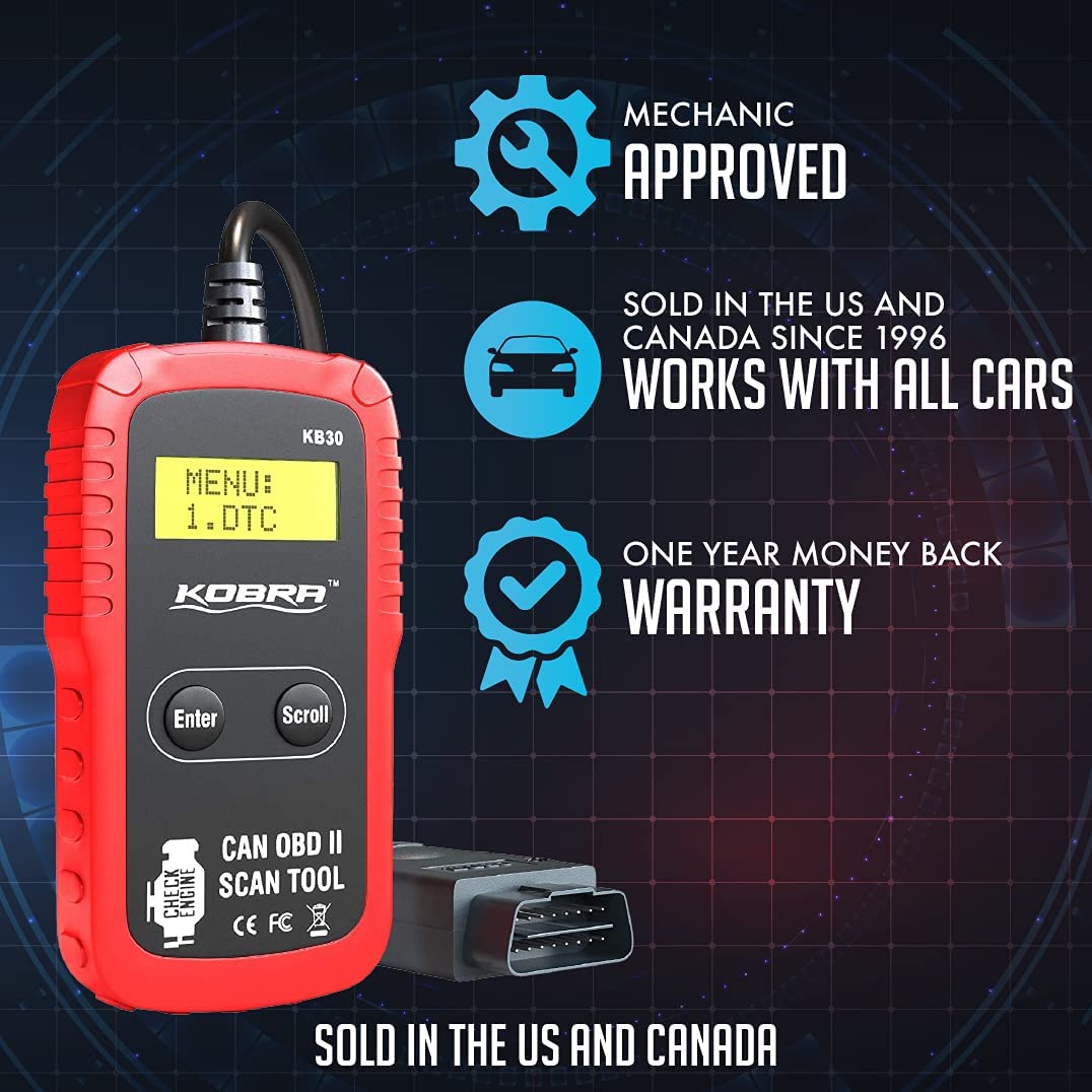 Kobra Newest Version OBD2 Scanner Car Code Reader - Universal Auto OBD Car Diagnostic Tools for All Cars, Automotive Check Engine Readers with Reset (Red and Black)