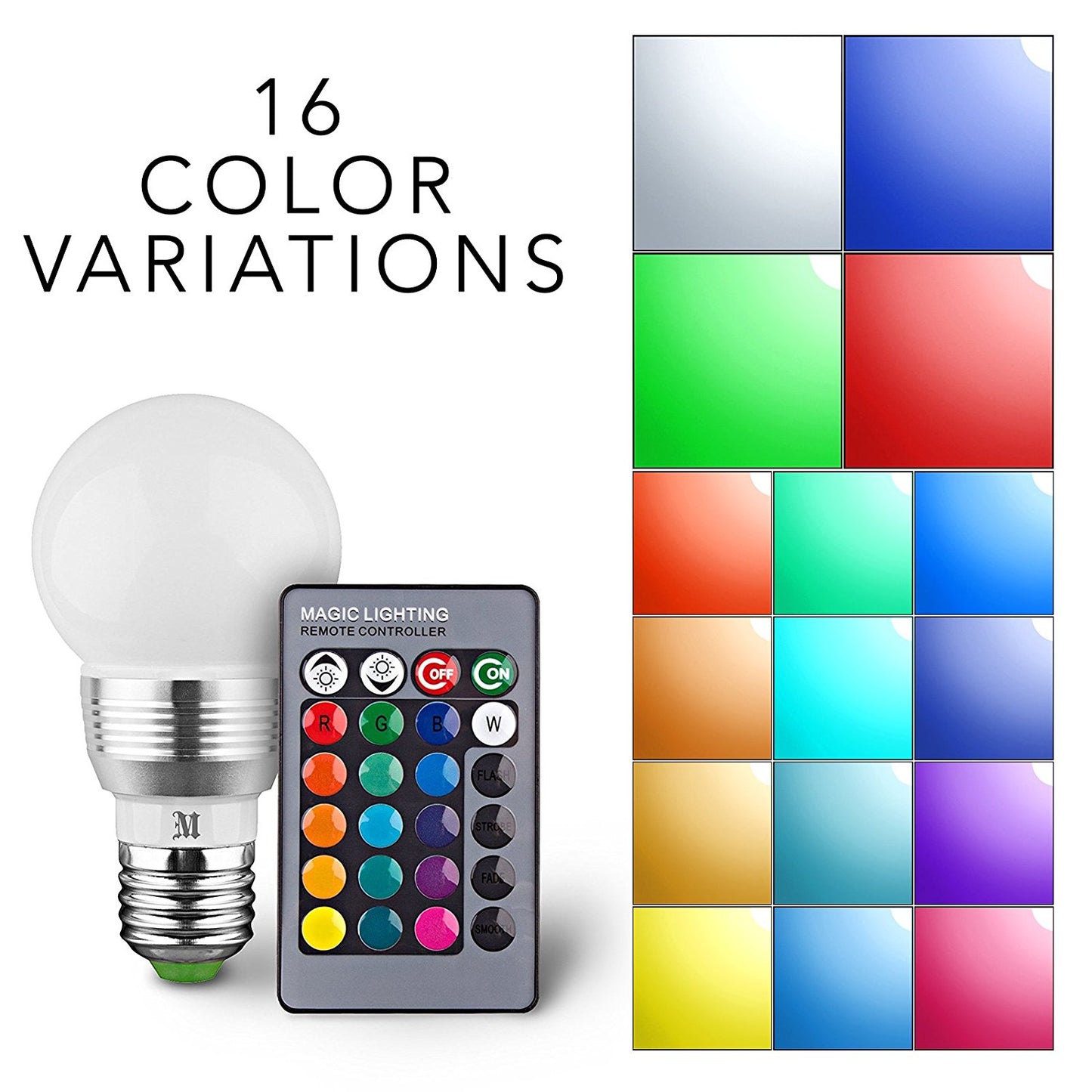 KOBRA LED Bulb Color Changing Light Bulb with Remote Control (2 Pack)16 Different Color Choices Smooth, Flash or Strobe Mode- Premium Quality & Energy Saving Retro LED Lamp